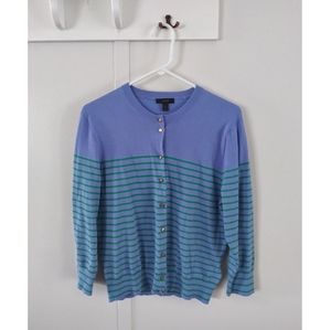 J Crew Striped Cardigan Blue/Green